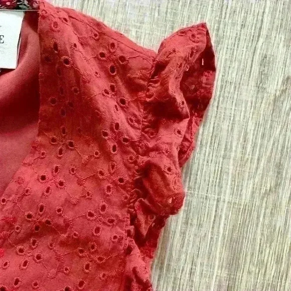 KNOX ROSE - Burnt Red Eyelet Sleeveless Sundress. XS - Picture 3 of 9